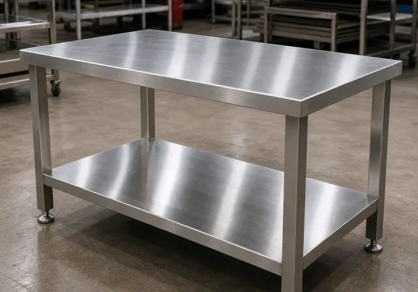 Bàn inox công nghiệp - ảnh sản phẩm inox chụp thực tế tại kho